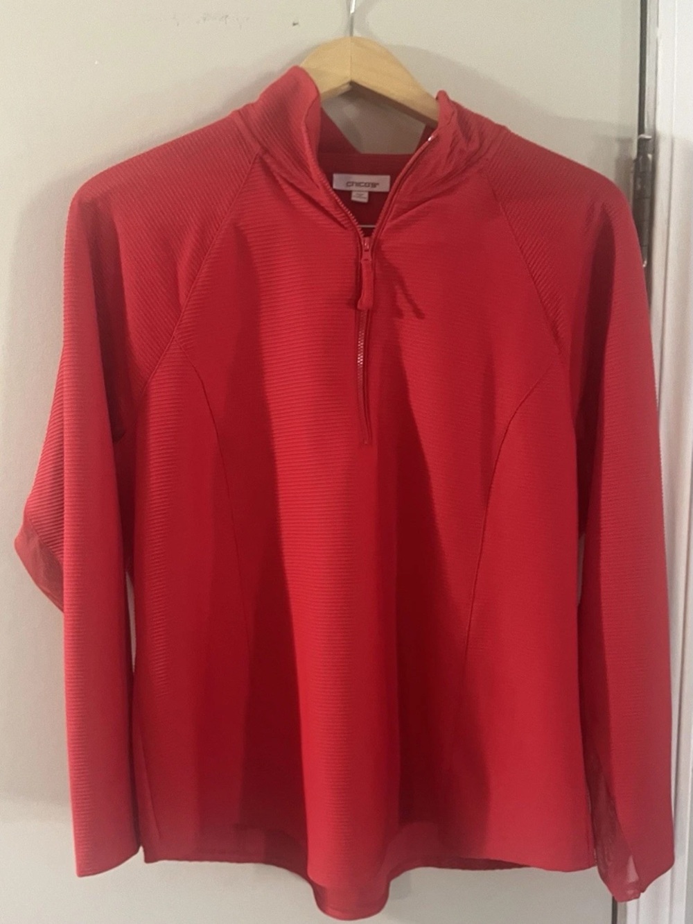 Chico’s Zenergy Red Mesh Detail Quarter Zip Pullover Women’s Size 3 XL 16